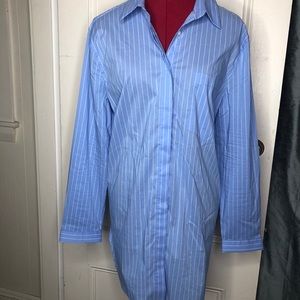 Ann Taylor Extra Long Button down Pinstripe Shirt